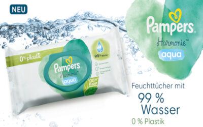99 % Wasser, 0 % Plastik und  100 % Pampers Pflege